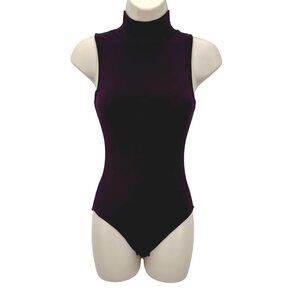 Victorias Secret Womens Purple High Neck Sleeveless Bodysuit Nylon Blend M USA